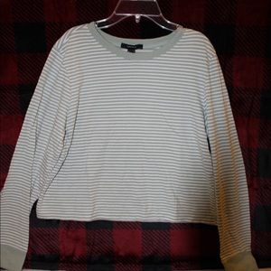 Forever 21 mint/white striped crew neck